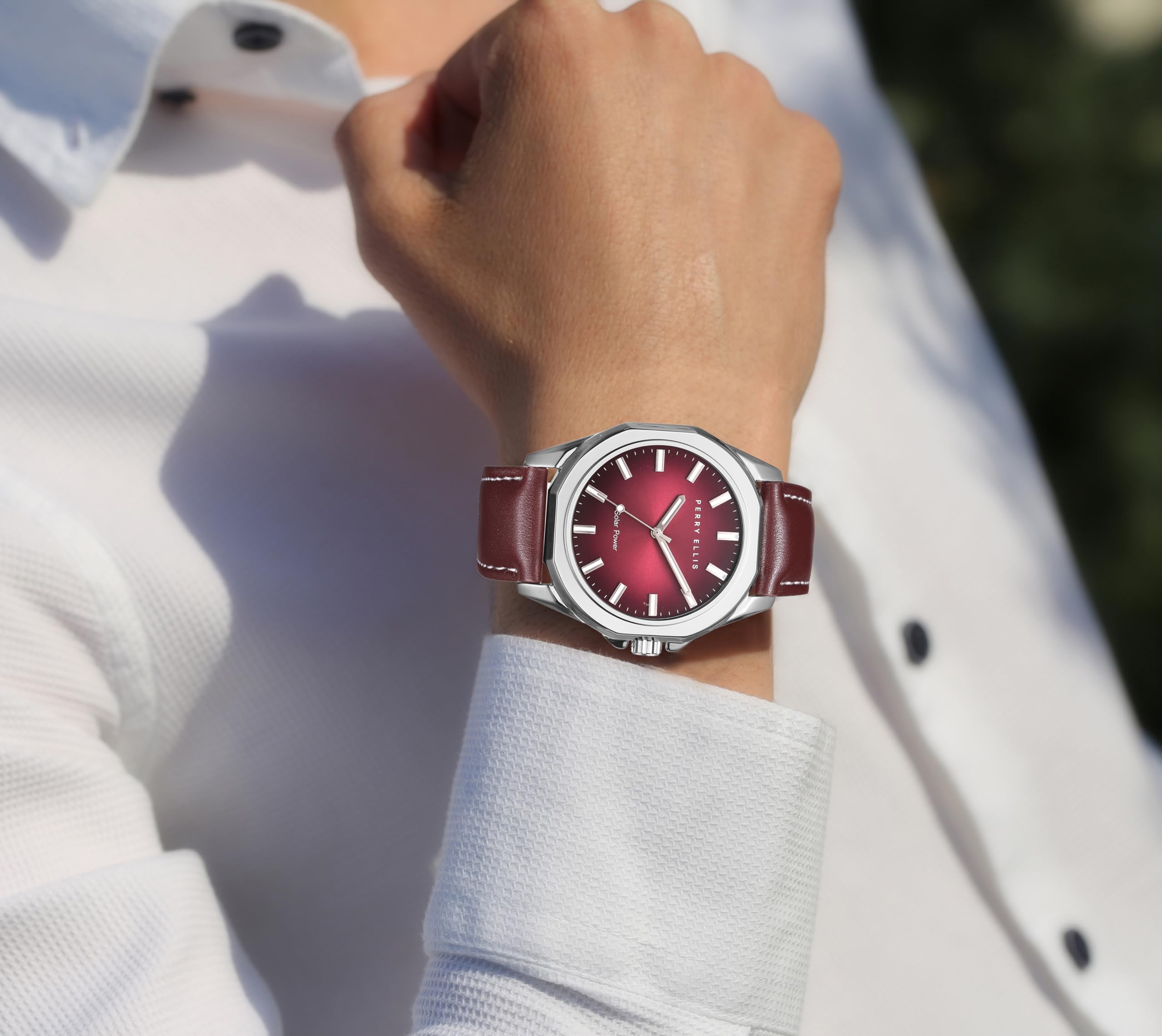 Foto 5 pulgar | Reloj Perry Ellis De Piel Vegana Con Energía Solar De 42 Mm Para Hombre - Venta Internacional.