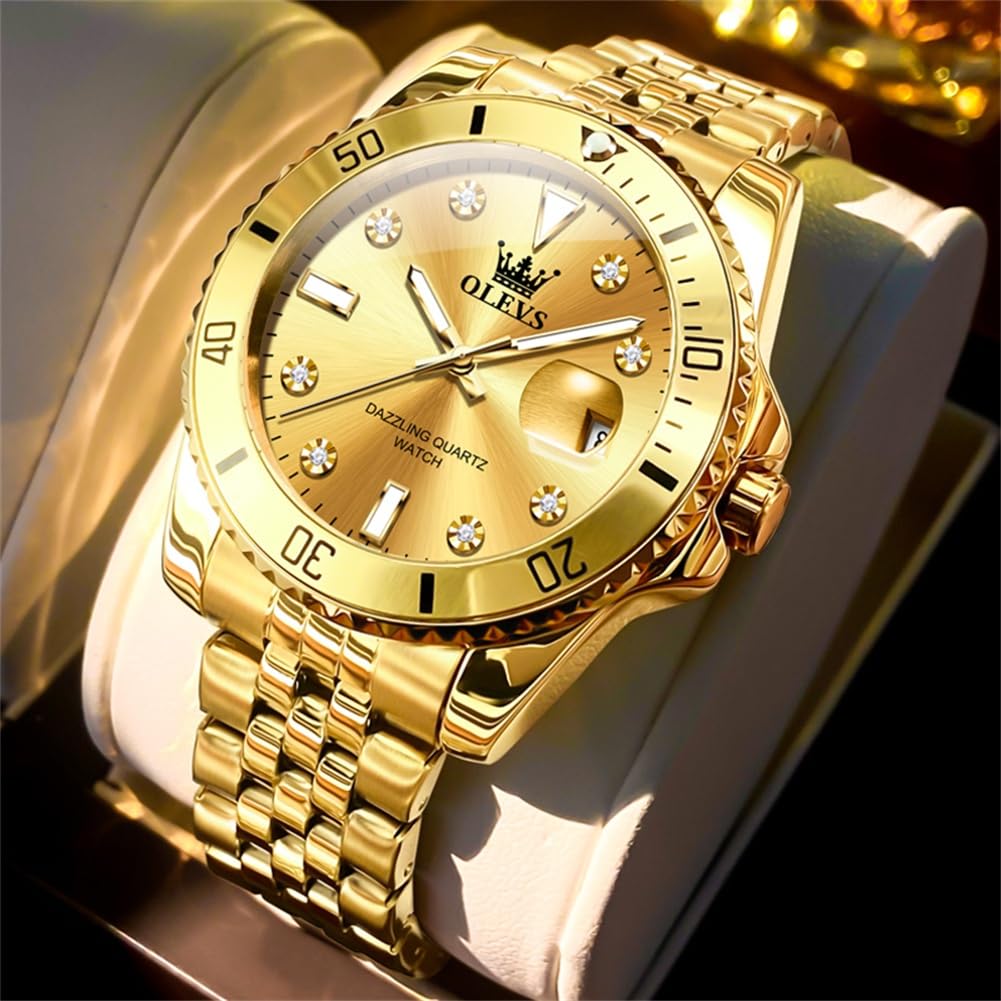 Foto 5 pulgar | Reloj Olevs Gold Classic - Vestido Analógico Para Hombre, Impermeable - Venta Internacional.