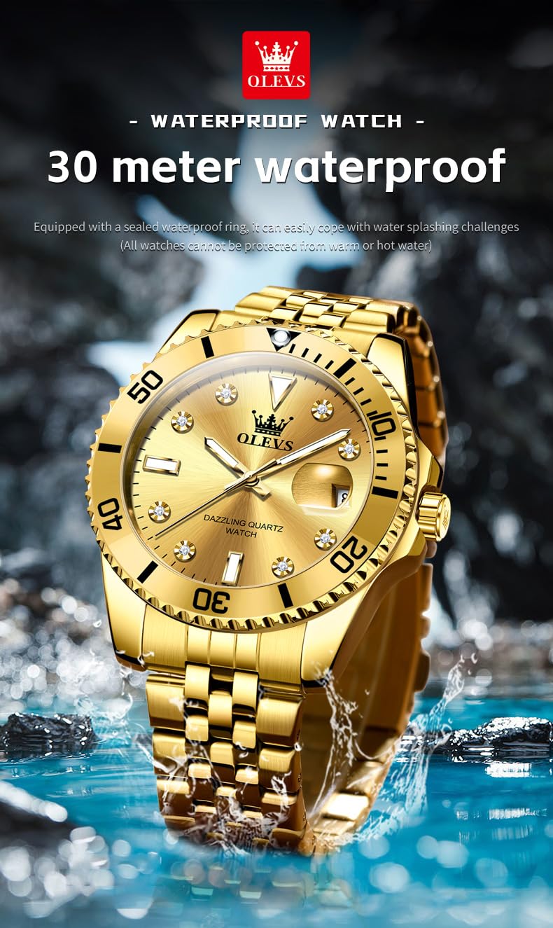 Foto 6 pulgar | Reloj Olevs Gold Classic - Vestido Analógico Para Hombre, Impermeable - Venta Internacional.
