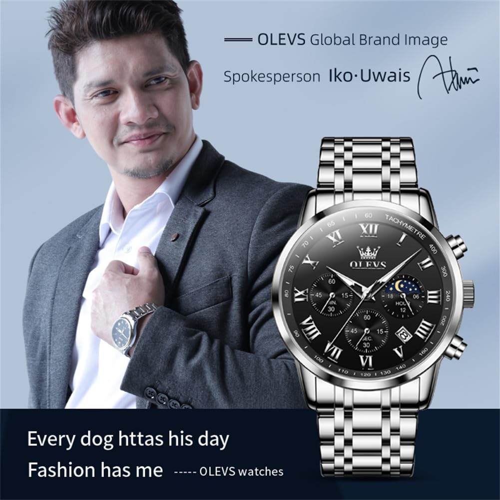 Foto 6 pulgar | Reloj Olevs Sliver Chronograph Quartz De Acero Inoxidable Para Hombre - Venta Internacional.