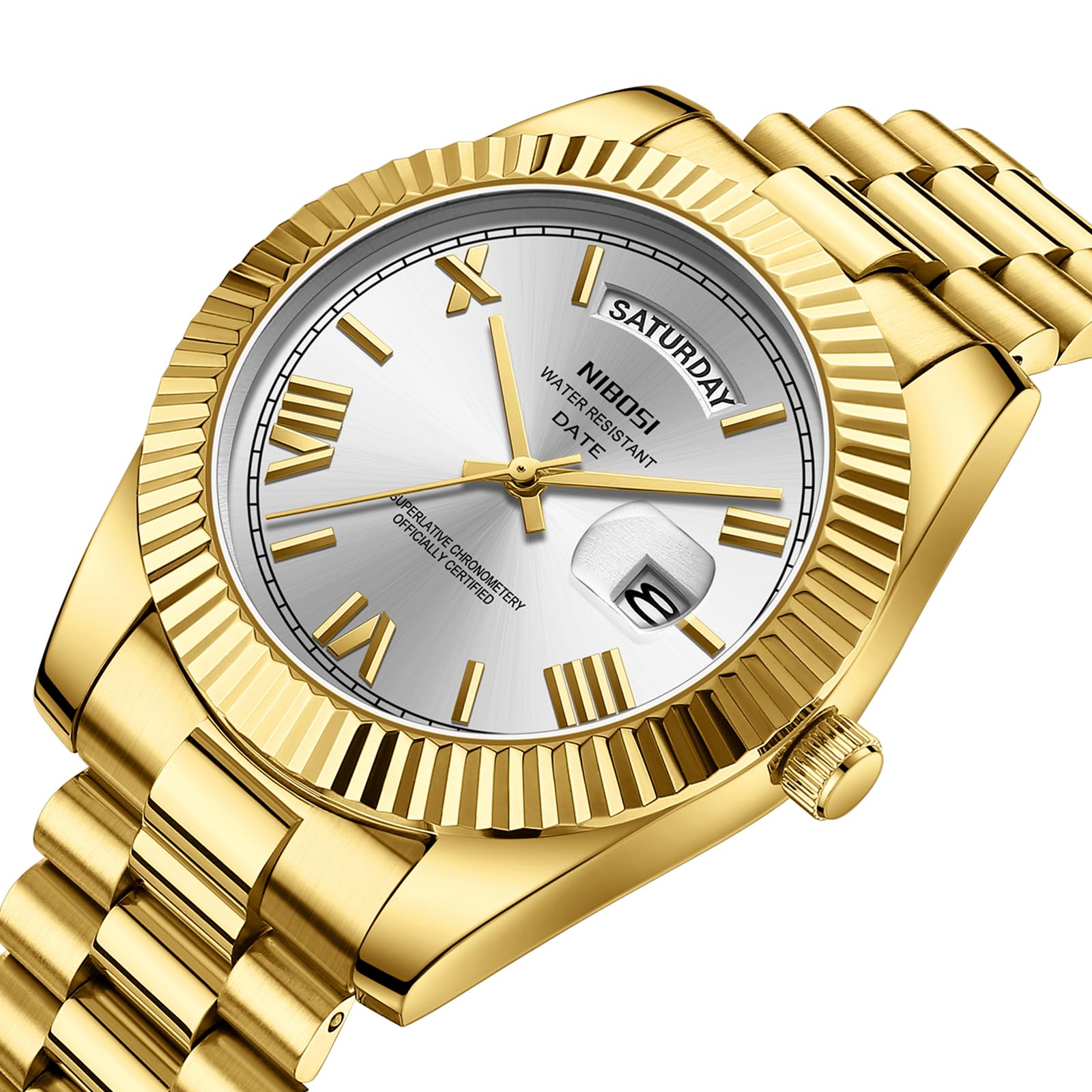 Foto 4 pulgar | Reloj Nibosi A11-gold White Analógico Cuarzo Acero Inoxidable - Venta Internacional.