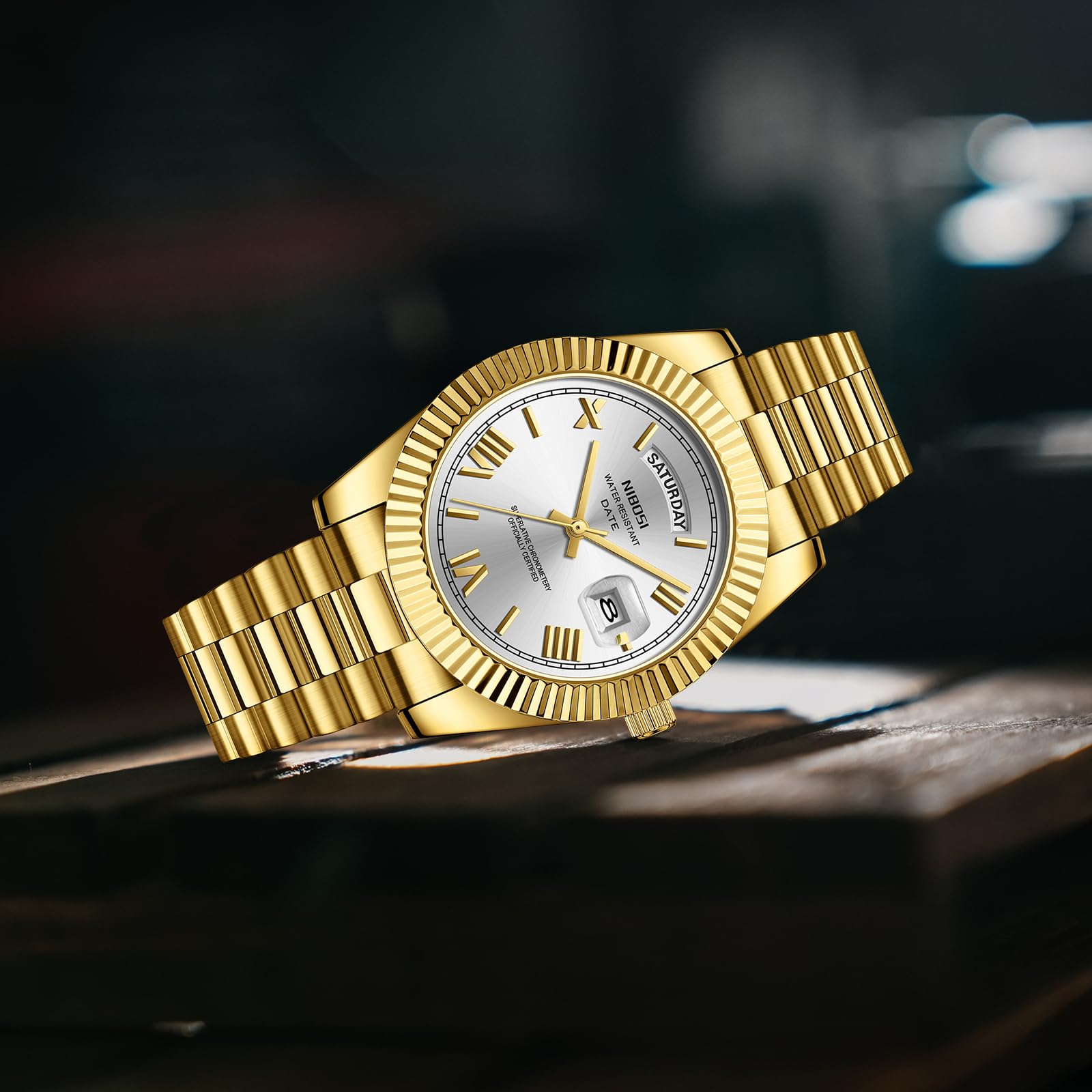 Foto 5 | Reloj Nibosi A11-gold White Analógico Cuarzo Acero Inoxidable - Venta Internacional.