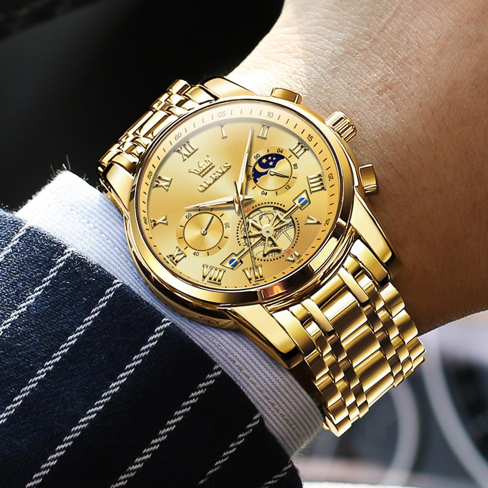 Foto 6 | Reloj Olevs Chronograph Moon Phase De Acero Inoxidable Para Hombre - Venta Internacional.