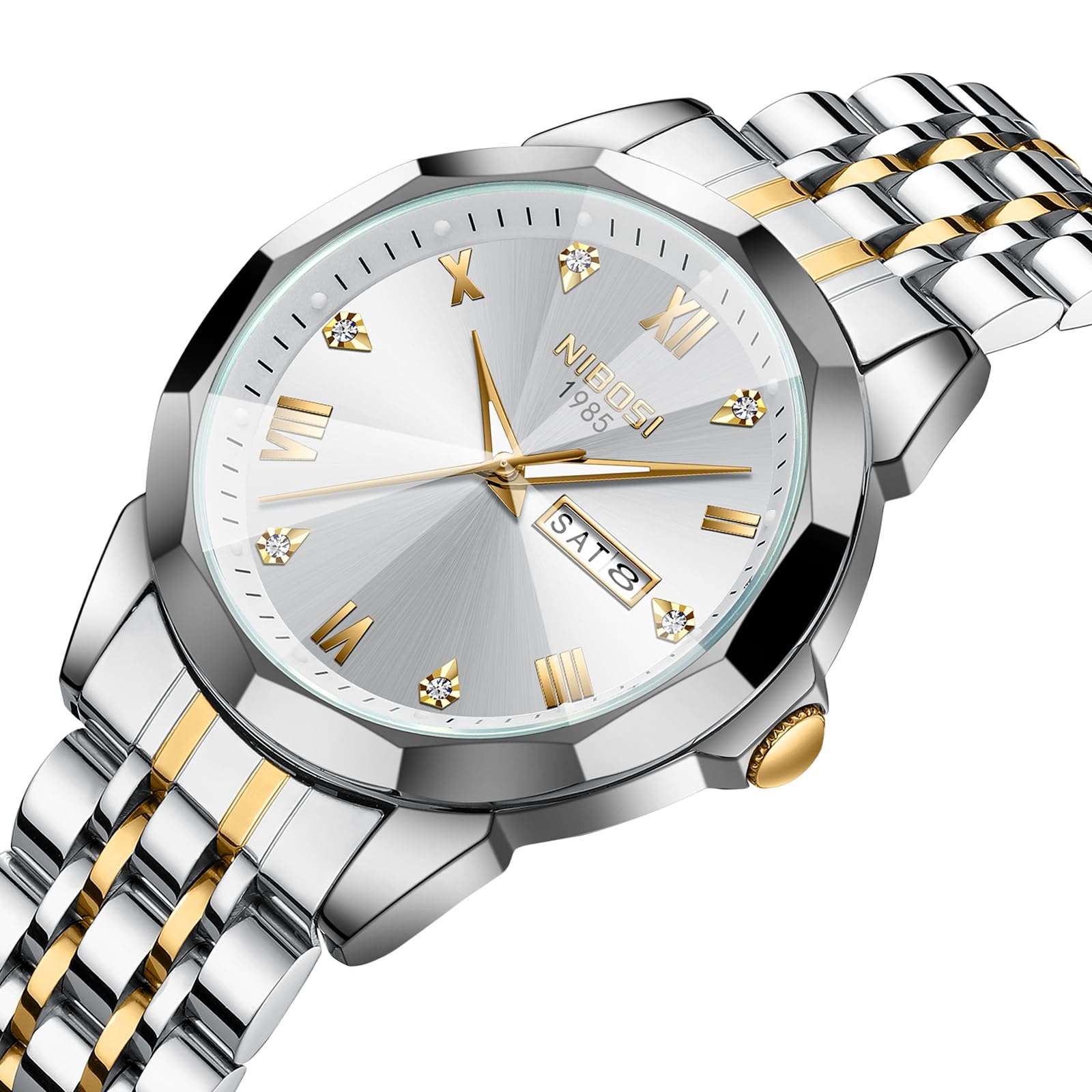 Foto 3 | Reloj Nibosi Analógico Impermeable Diamond Day-date Para Hombre - Venta Internacional.