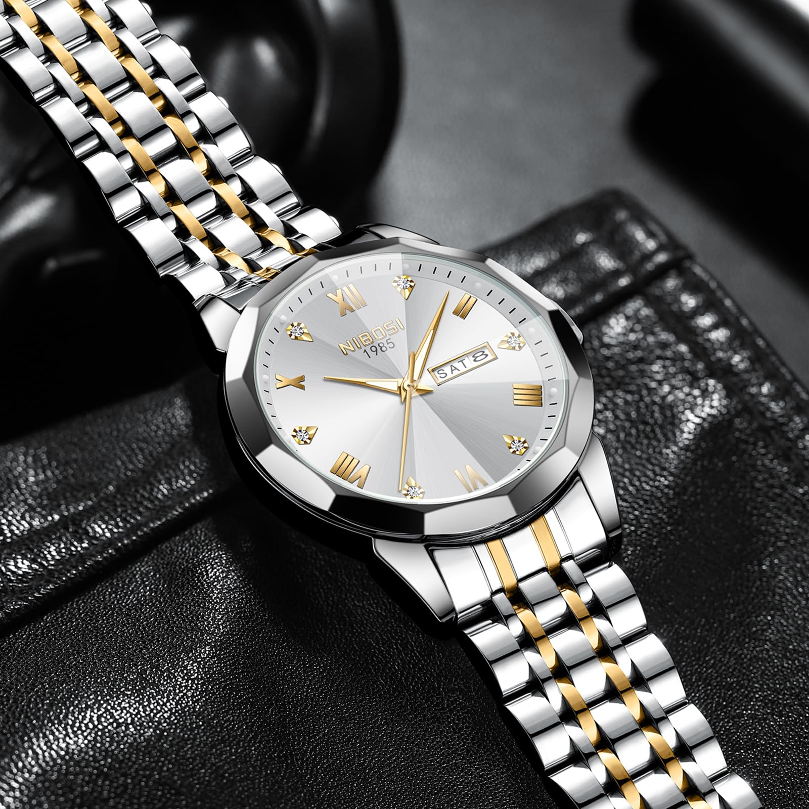 Foto 7 pulgar | Reloj Nibosi Analógico Impermeable Diamond Day-date Para Hombre - Venta Internacional.