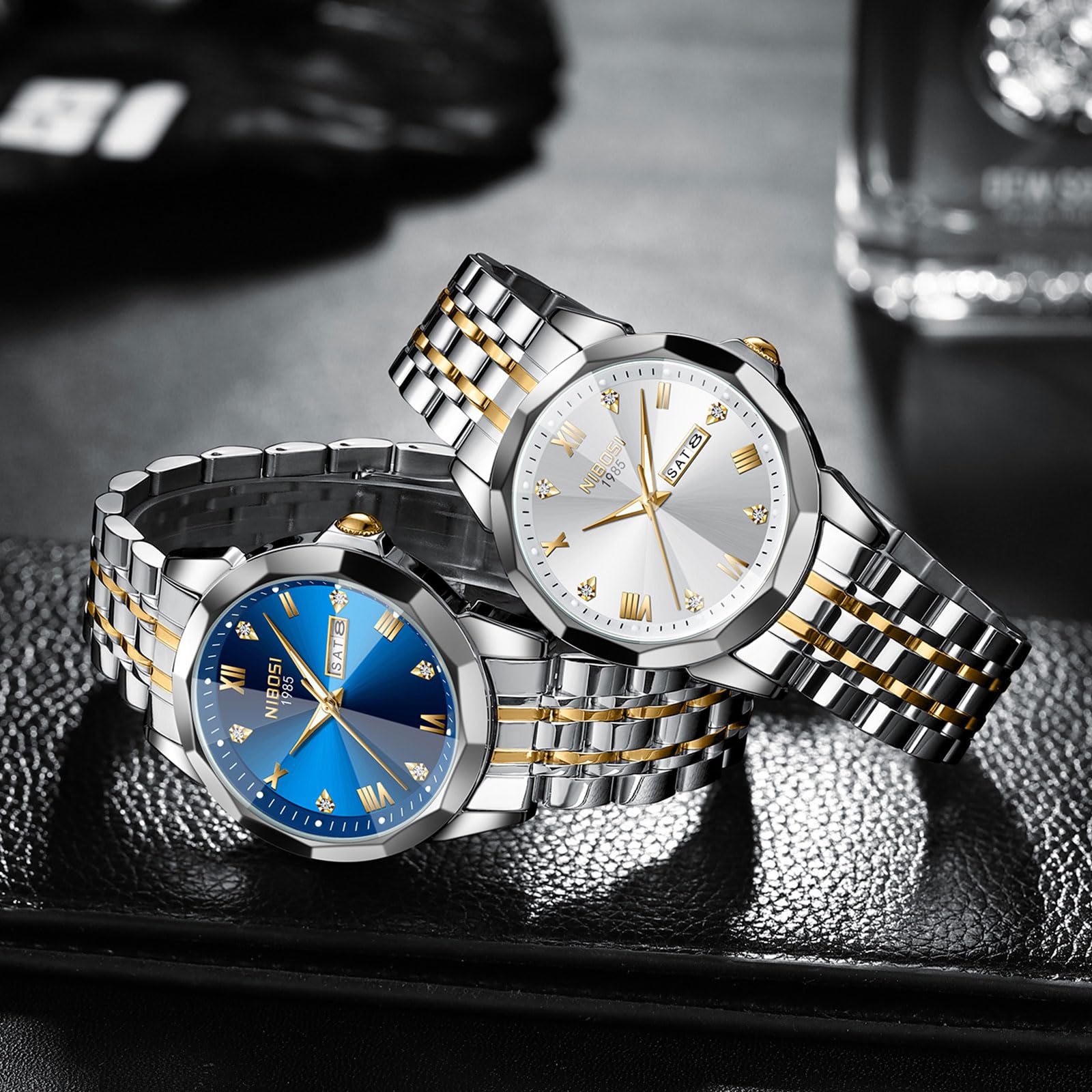 Foto 8 pulgar | Reloj Nibosi Analógico Impermeable Diamond Day-date Para Hombre - Venta Internacional.