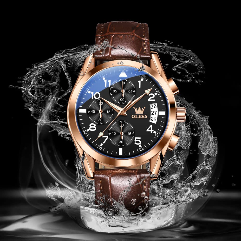 Foto 5 pulgar | Reloj Olevs De Cuero Marrón Para Hombre Con Cronógrafo Impermeable - Venta Internacional.