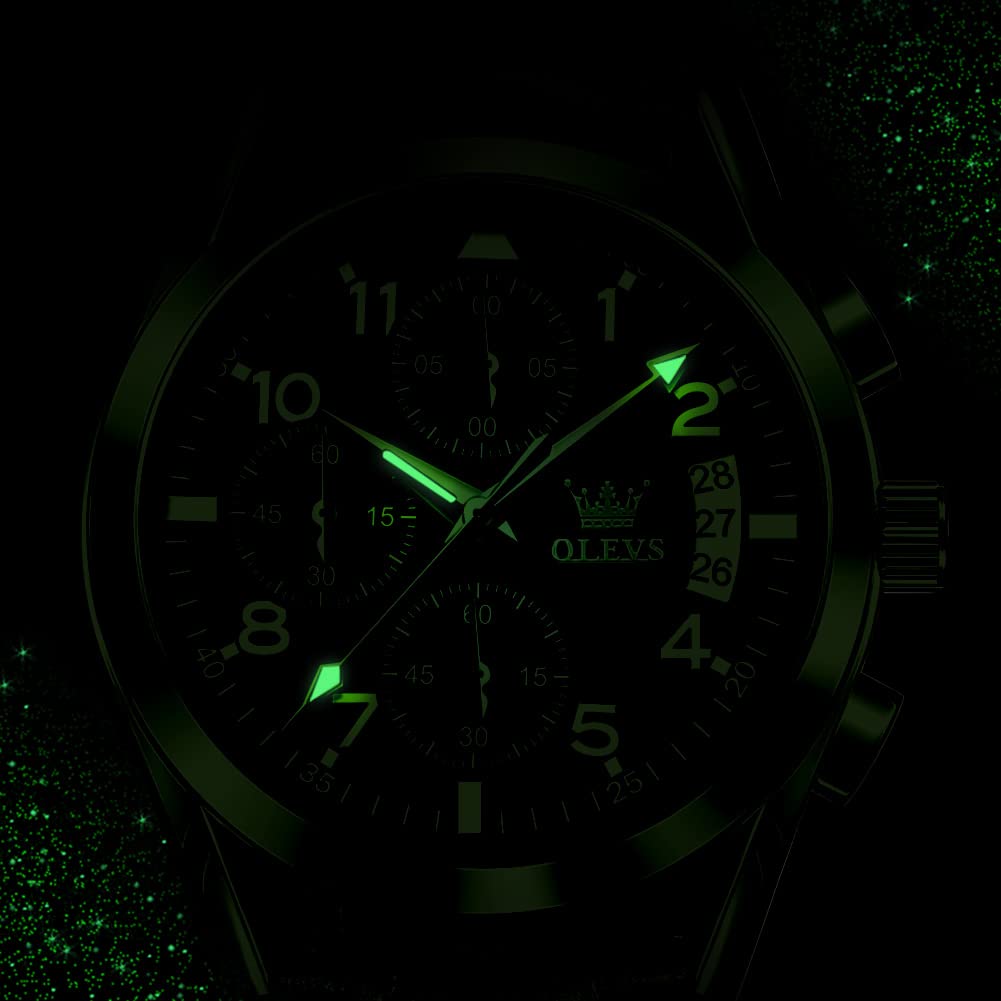 Foto 6 pulgar | Reloj Olevs De Cuero Marrón Para Hombre Con Cronógrafo Impermeable - Venta Internacional.
