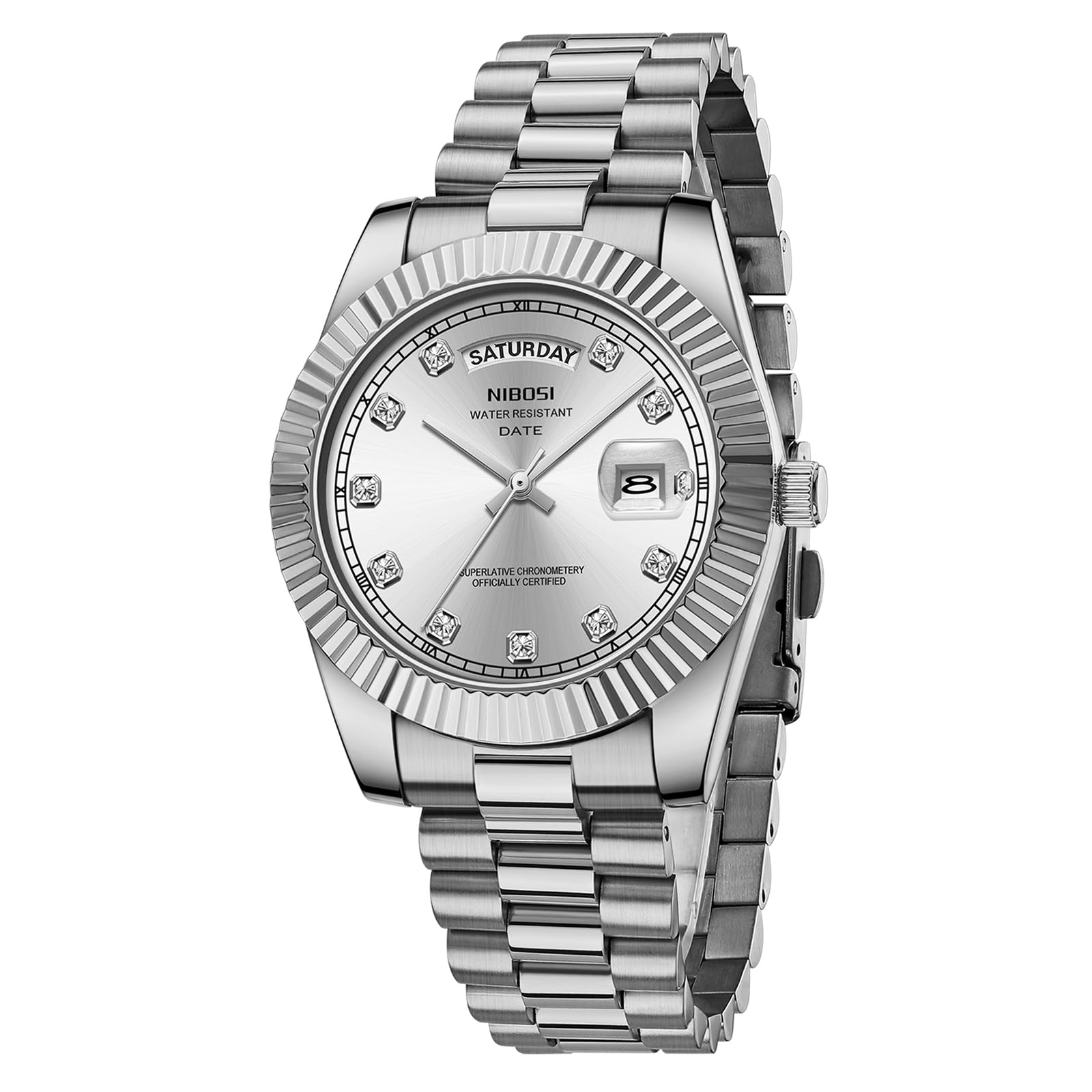 Reloj Nibosi B04-all Silver Quartz De Acero Inoxidable Para Hombre - Venta Internacional.