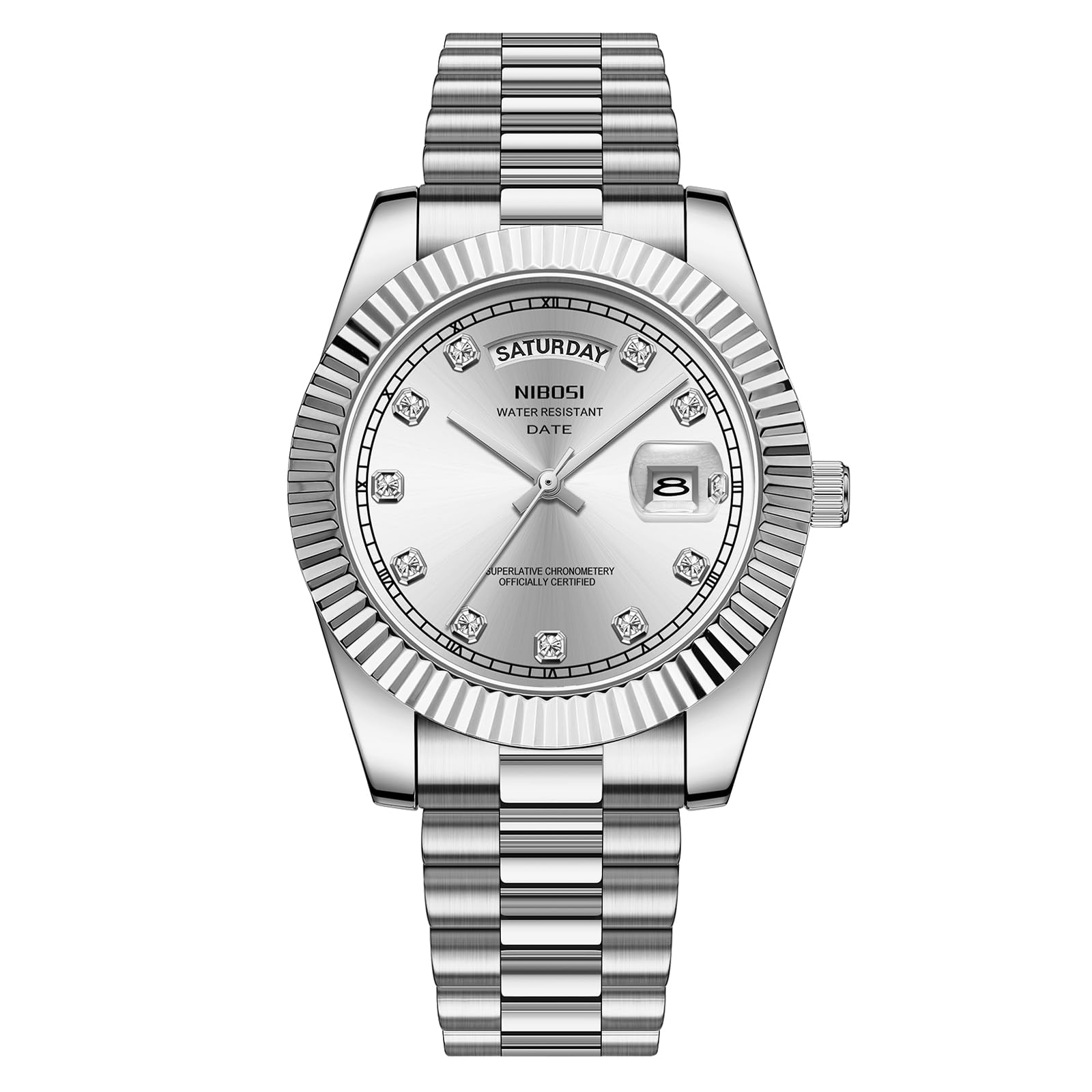 Foto 2 | Reloj Nibosi B04-all Silver Quartz De Acero Inoxidable Para Hombre - Venta Internacional.