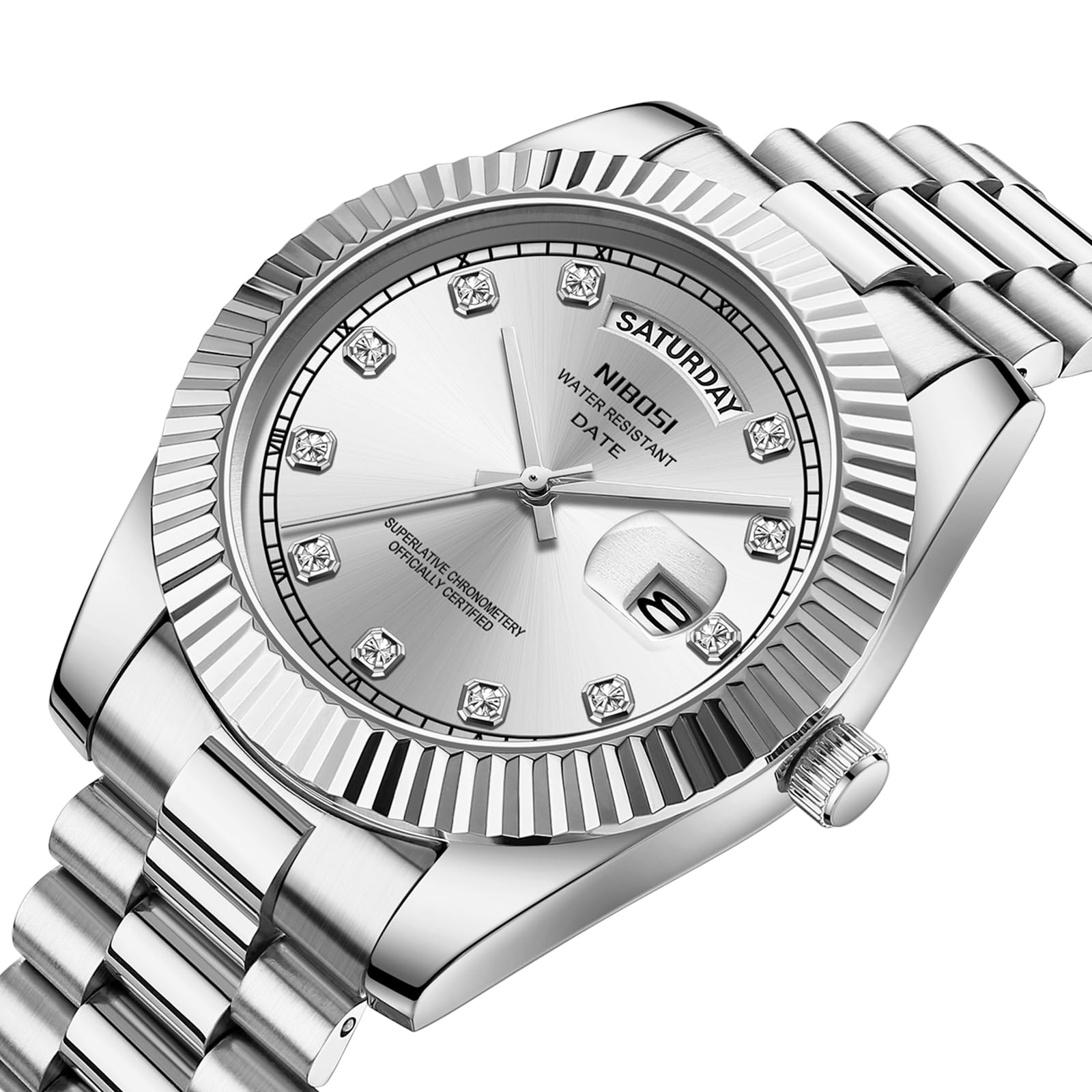 Foto 4 pulgar | Reloj Nibosi B04-all Silver Quartz De Acero Inoxidable Para Hombre - Venta Internacional.