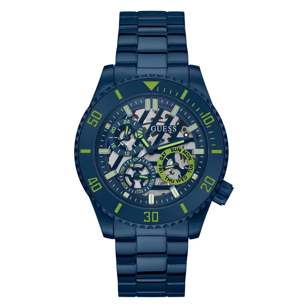 Reloj Guess Para Hombre Con Correa Y Esfera Azul Marino Y Caja De Acero Inoxidable - Venta Internacional.