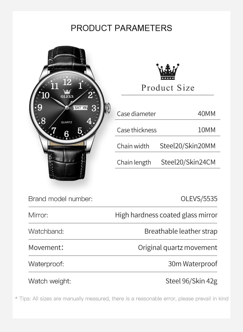 Foto 7 pulgar | Reloj Olevs de Piel para Hombre Impermeable 30 M - Venta Internacional