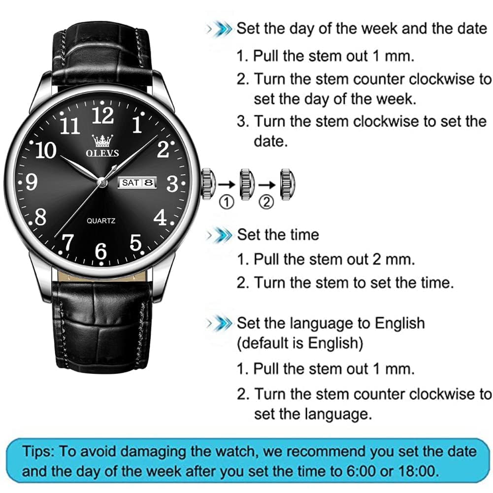 Foto 8 pulgar | Reloj Olevs de Piel para Hombre Impermeable 30 M - Venta Internacional