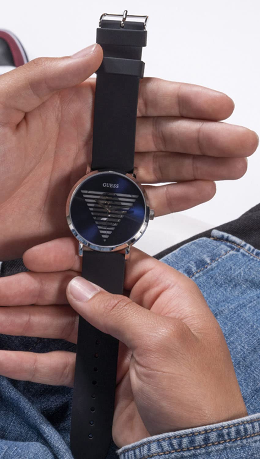 Foto 3 pulgar | Reloj Guess Caja de 44 mm Correa Negra y Esfera Azul para Hombre - Venta Internacional