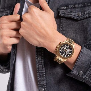 Foto 6 | Reloj Guess Correa Dorada de 46 mm y Esfera Negra para Hombre - Venta Internacional