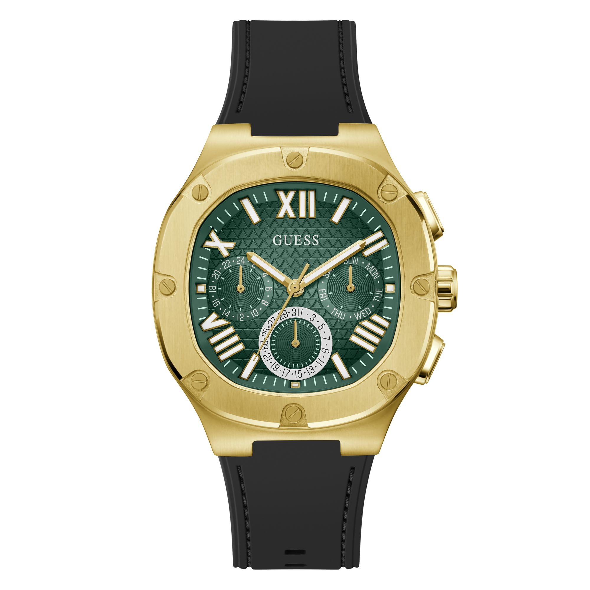 Reloj Guess de 42 mm con Esfera Verde y Correa de Silicona Negra para Hombre - Venta Internacional
