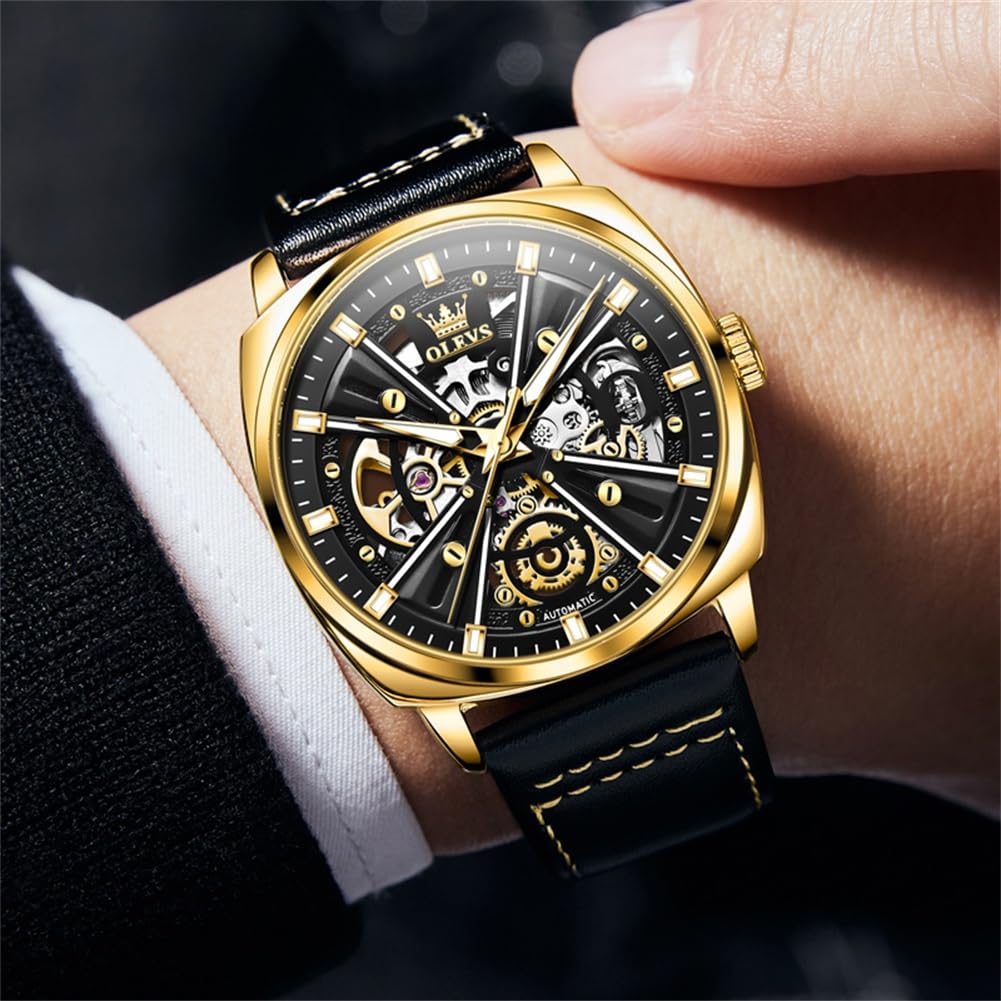 Foto 3 pulgar | Reloj Olevs Skeleton Square Mechanical Para Hombre Impermeable - Venta Internacional.