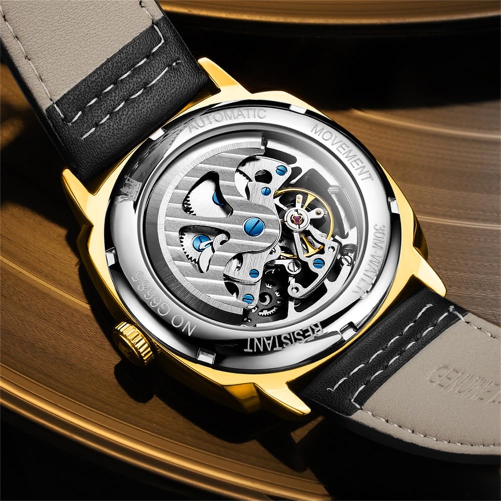 Foto 7 pulgar | Reloj Olevs Skeleton Square Mechanical Para Hombre Impermeable - Venta Internacional.
