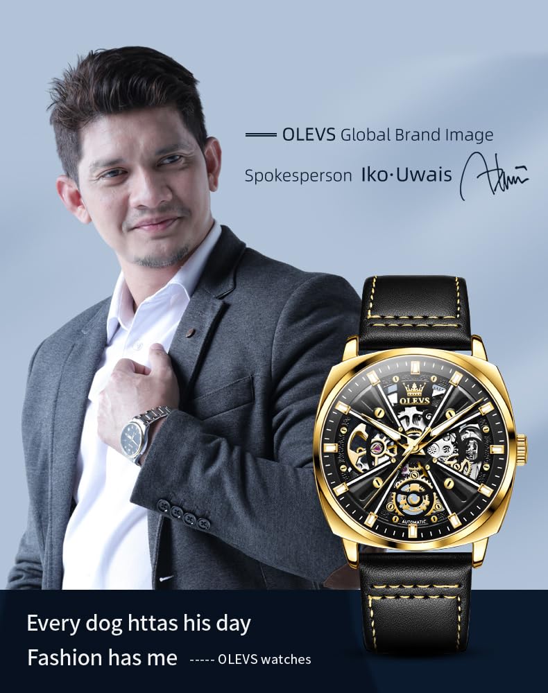 Foto 8 pulgar | Reloj Olevs Skeleton Square Mechanical Para Hombre Impermeable - Venta Internacional.