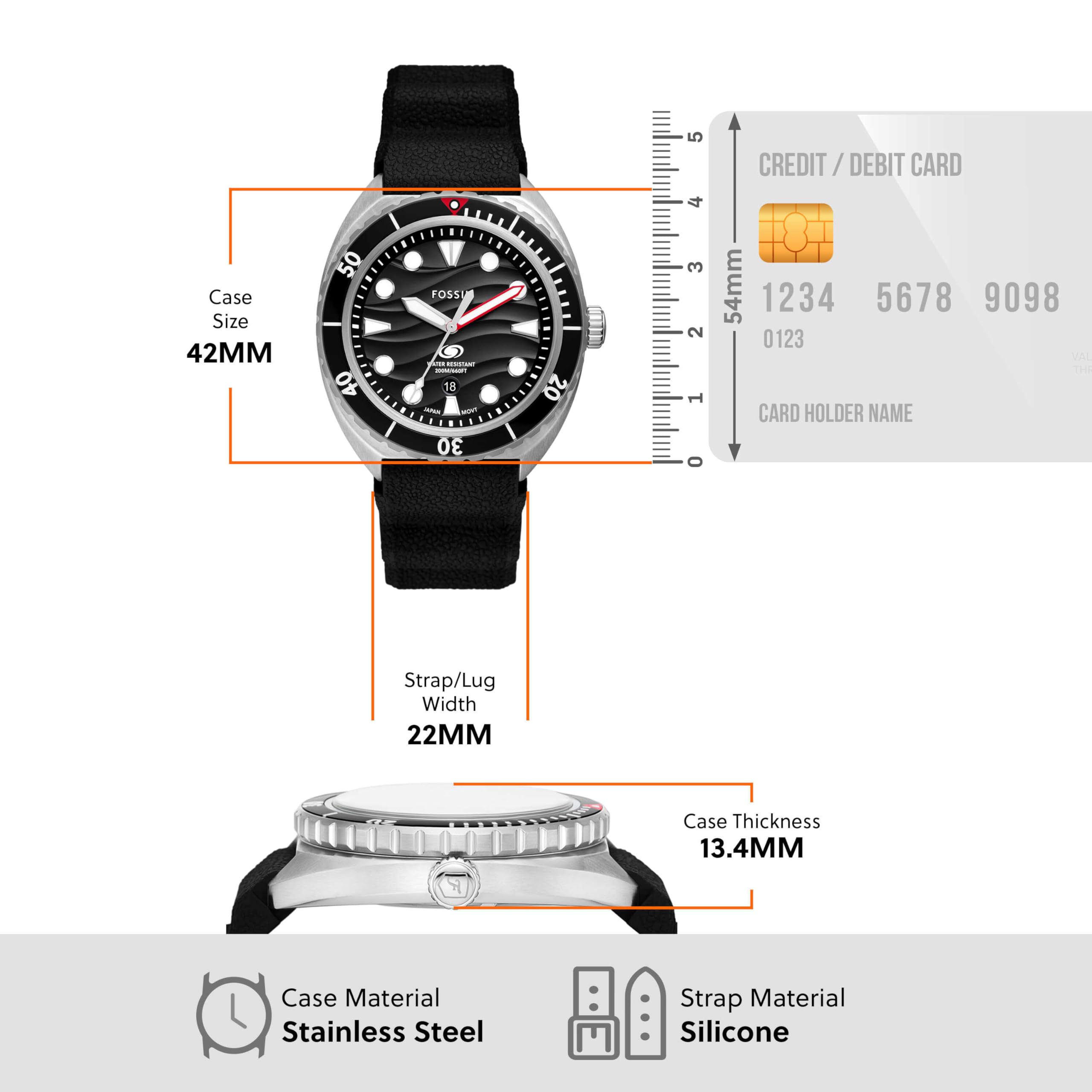 Foto 6 pulgar | Reloj Fossil Breaker Fs6062 Quartz 200 m con Correa de Silicona - Venta Internacional