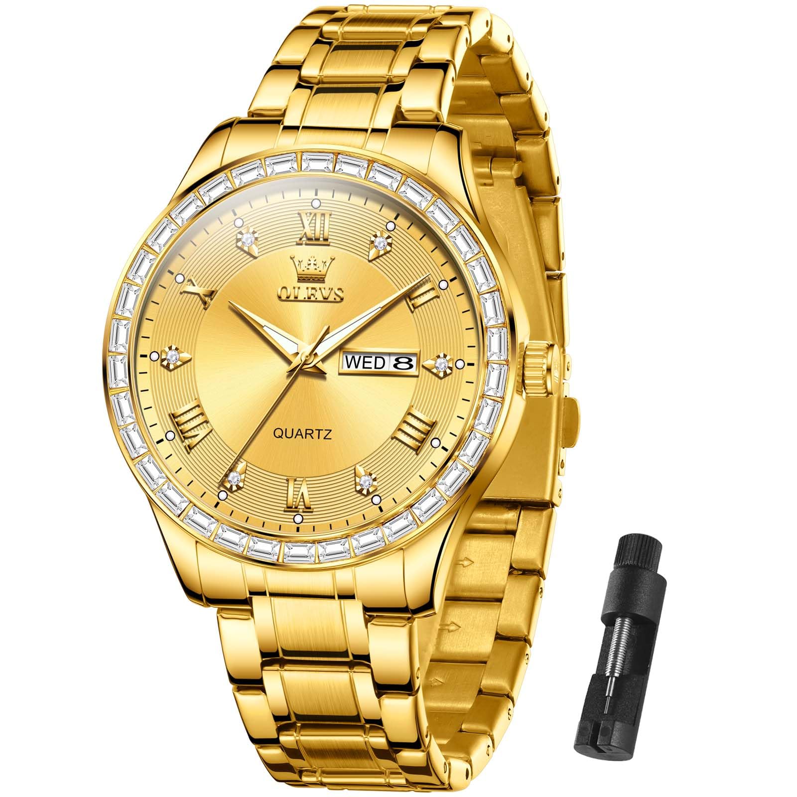 Reloj Olevs Gold de Acero Inoxidable Impermeable para Hombre - Venta Internacional