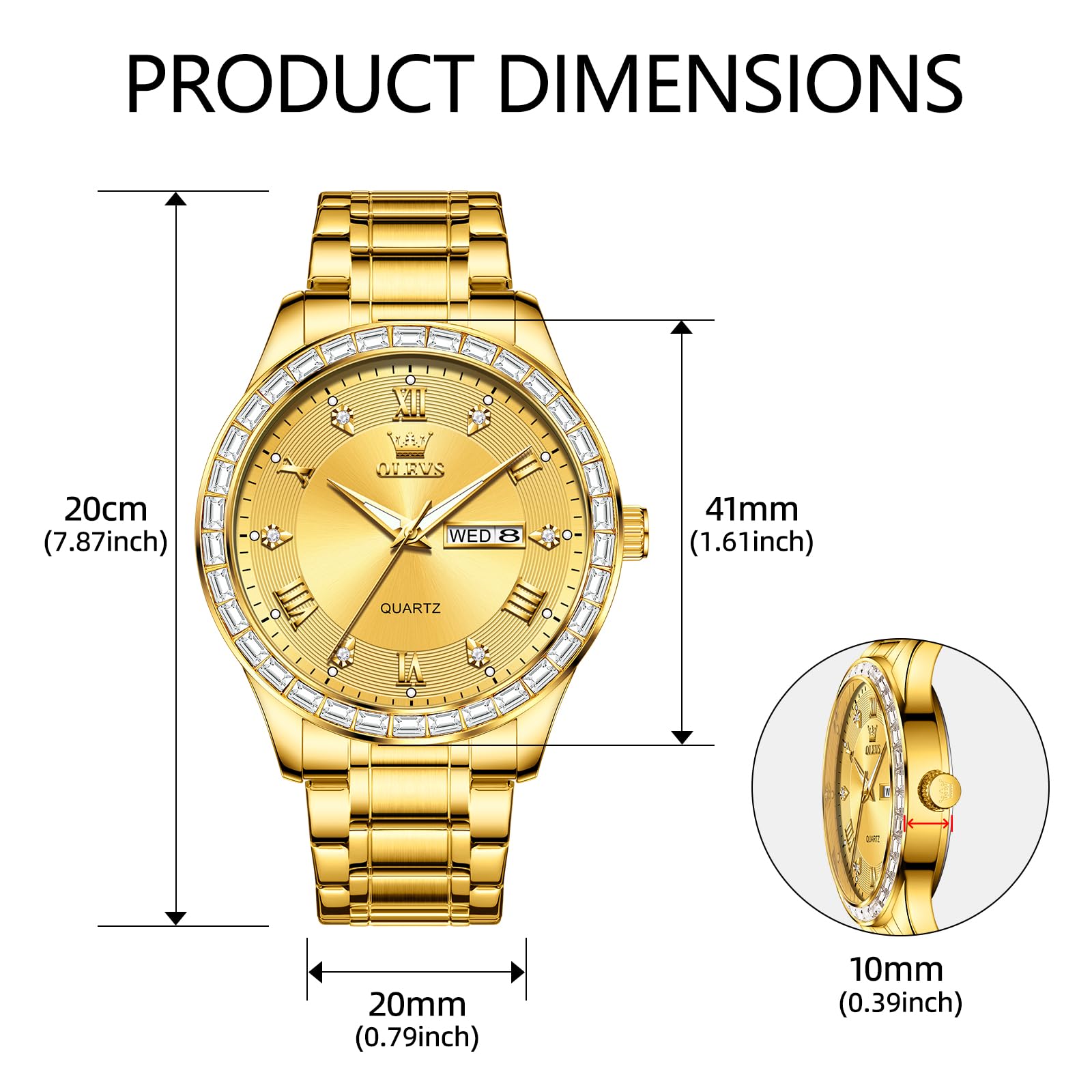 Foto 5 pulgar | Reloj Olevs Gold de Acero Inoxidable Impermeable para Hombre - Venta Internacional