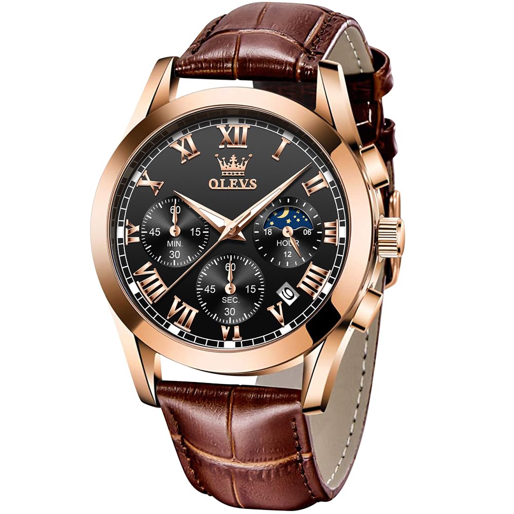 Reloj Olevs Para Hombre, Piel Negra, Impermeable, Luminoso, Con Fecha - Venta Internacional.