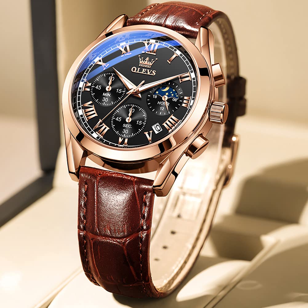 Foto 4 pulgar | Reloj Olevs Para Hombre, Piel Negra, Impermeable, Luminoso, Con Fecha - Venta Internacional.