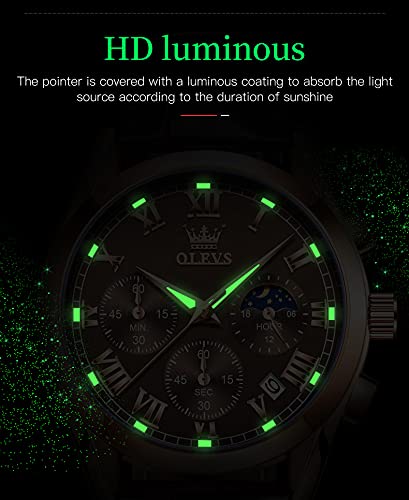 Foto 7 pulgar | Reloj Olevs Para Hombre, Piel Negra, Impermeable, Luminoso, Con Fecha - Venta Internacional.