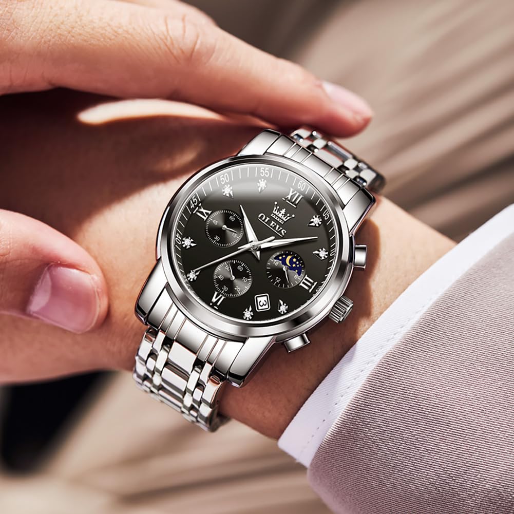 Foto 7 pulgar | Reloj Olevs Chronograph Diamond Quartz Moon Phase Para Hombre - Venta Internacional.