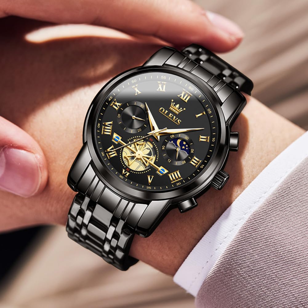 Foto 6 pulgar | Reloj Olevs Chronograph Moon Phase De Acero Inoxidable Para Hombre - Venta Internacional.