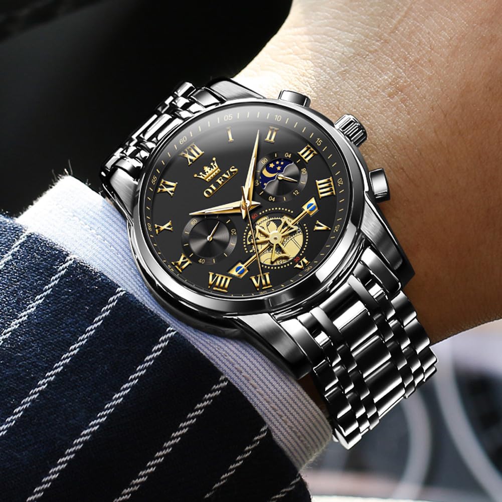 Foto 6 | Reloj Olevs Chronograph Moon Phase De Acero Inoxidable Para Hombre - Venta Internacional.