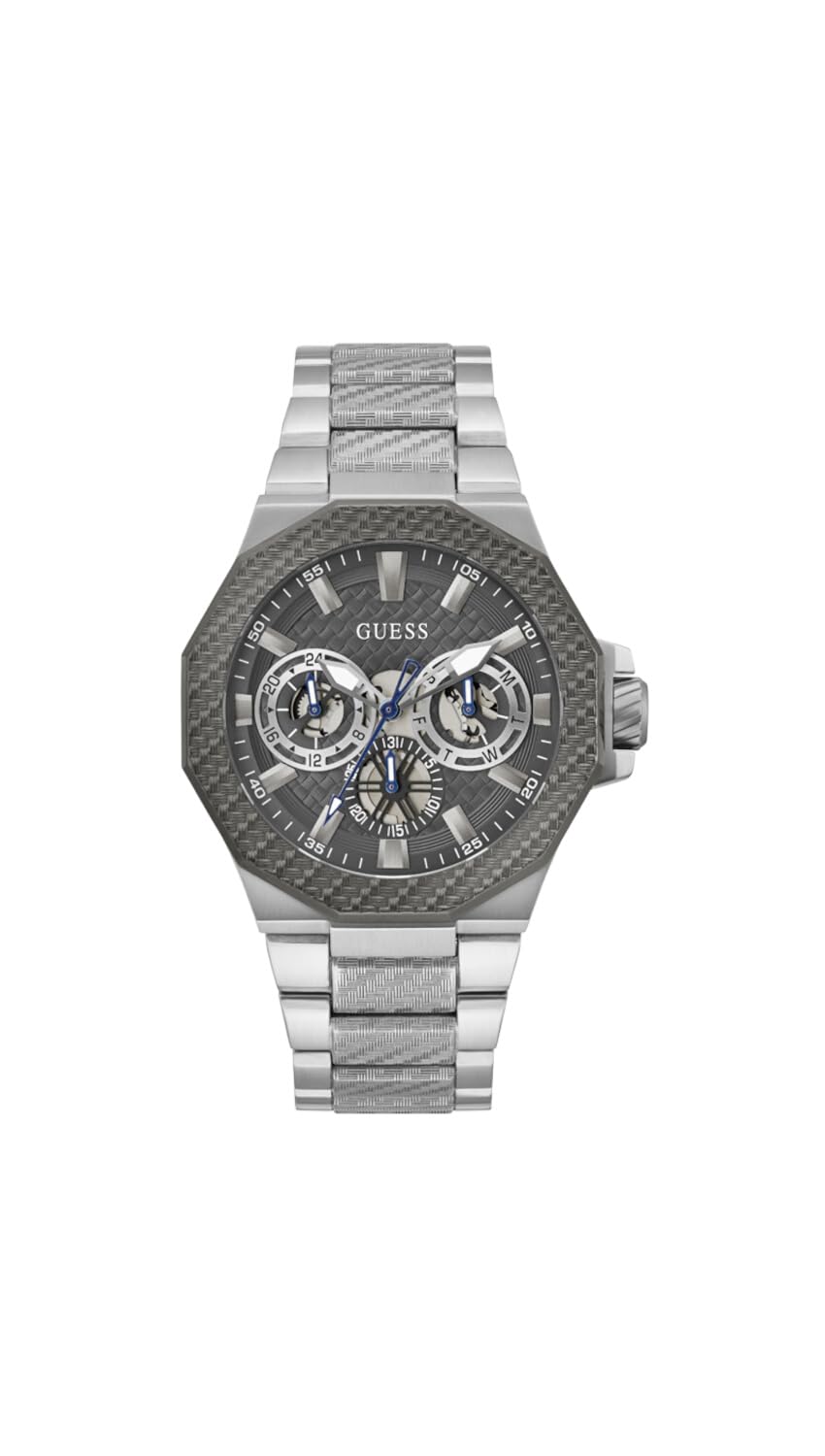Foto 2 pulgar | Pulsera Watch Guess Para Hombre, Tono Plateado, 45 Mm, Esfera Gris - Venta Internacional.