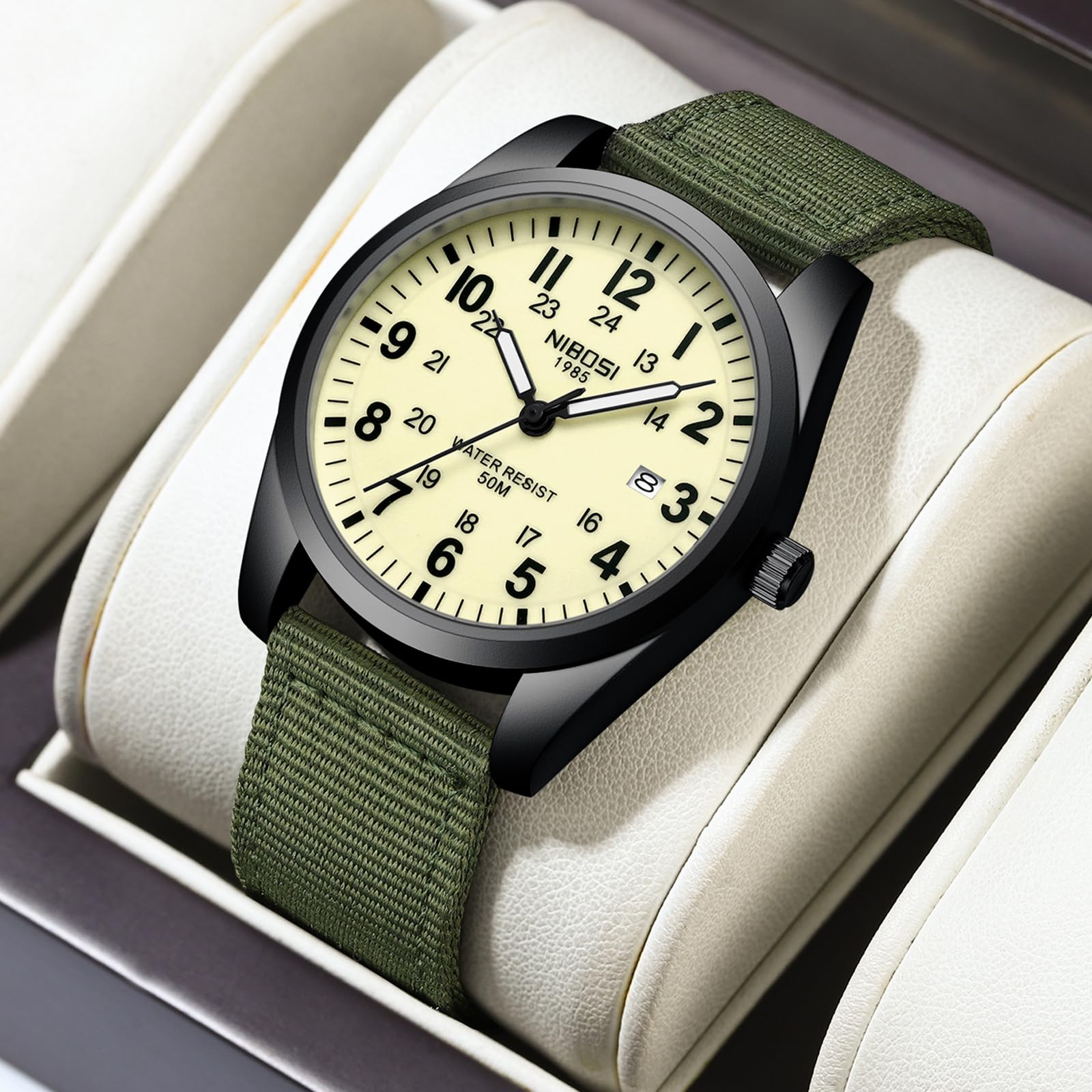 Foto 7 pulgar | Reloj Nibosi Analógico Militar con Correa de Nailon Impermeable para Hombre - Venta Internacional