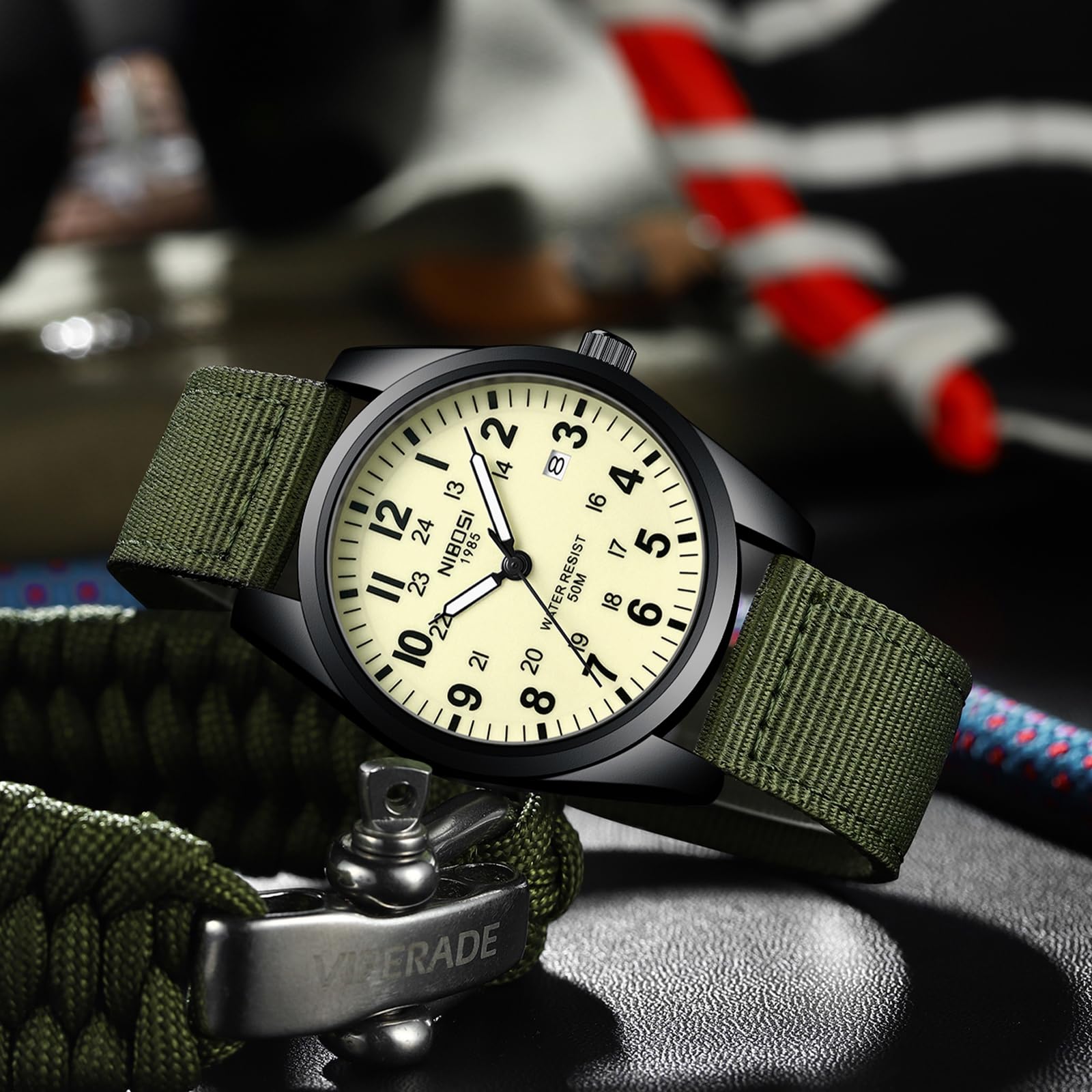Foto 8 pulgar | Reloj Nibosi Analógico Militar con Correa de Nailon Impermeable para Hombre - Venta Internacional