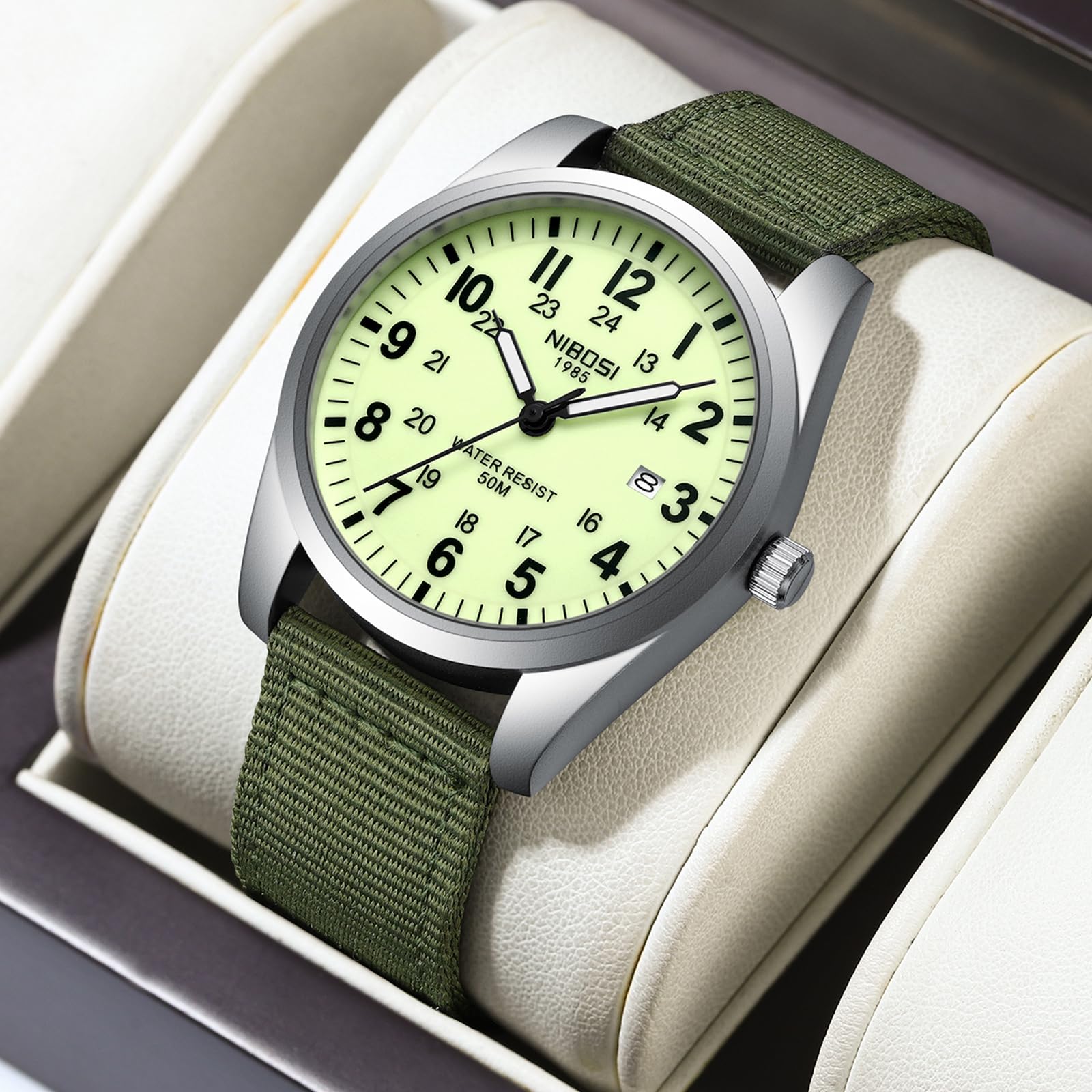 Foto 6 pulgar | Reloj Nibosi Analógico Militar Con Correa De Nailon Impermeable Para Hombre - Venta Internacional.