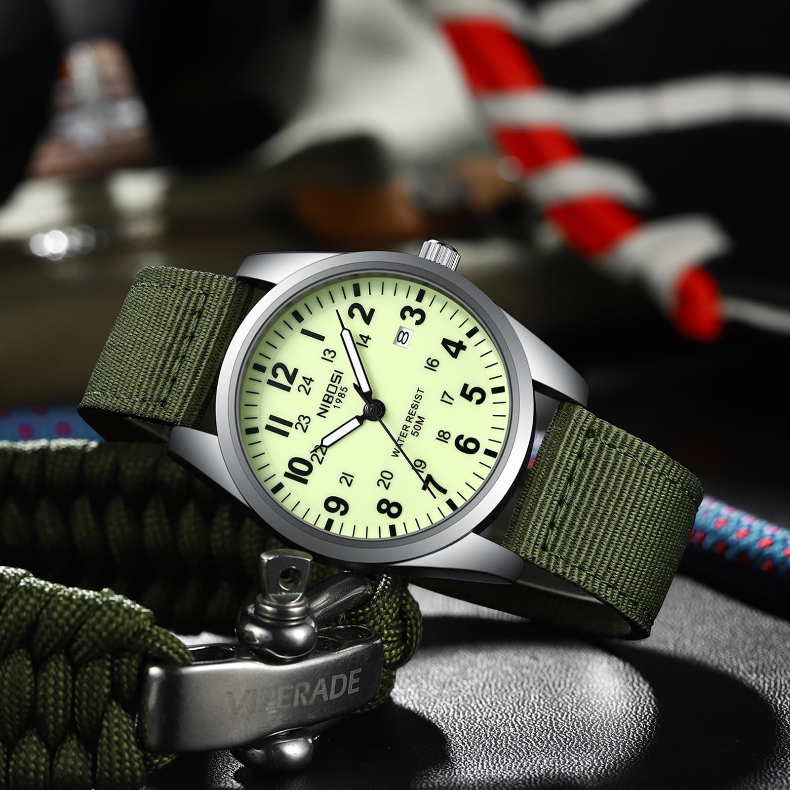 Foto 7 pulgar | Reloj Nibosi Analógico Militar Con Correa De Nailon Impermeable Para Hombre - Venta Internacional.