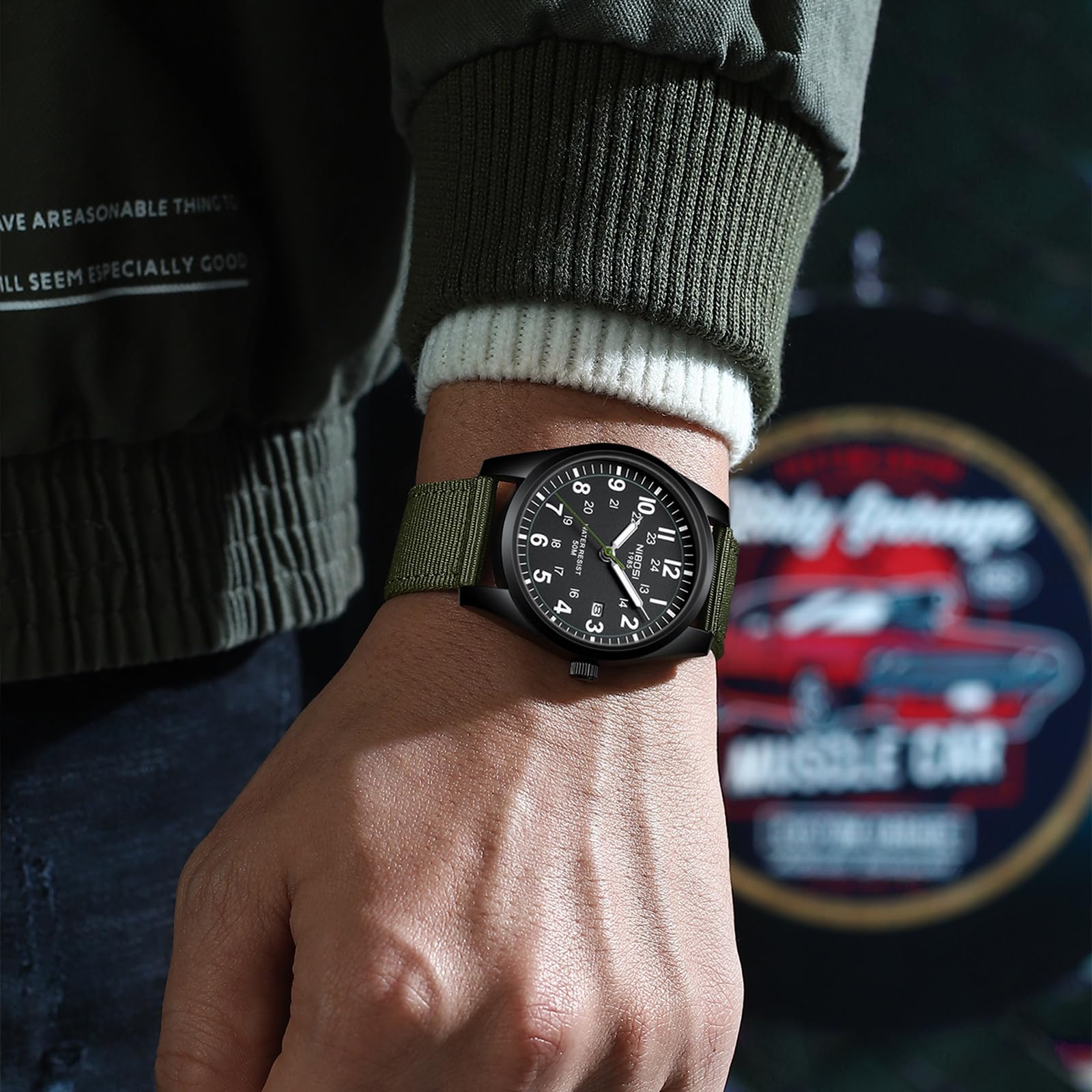 Foto 8 pulgar | Reloj Nibosi Analógico Militar Impermeable Con Calendario Para Hombre - Venta Internacional.
