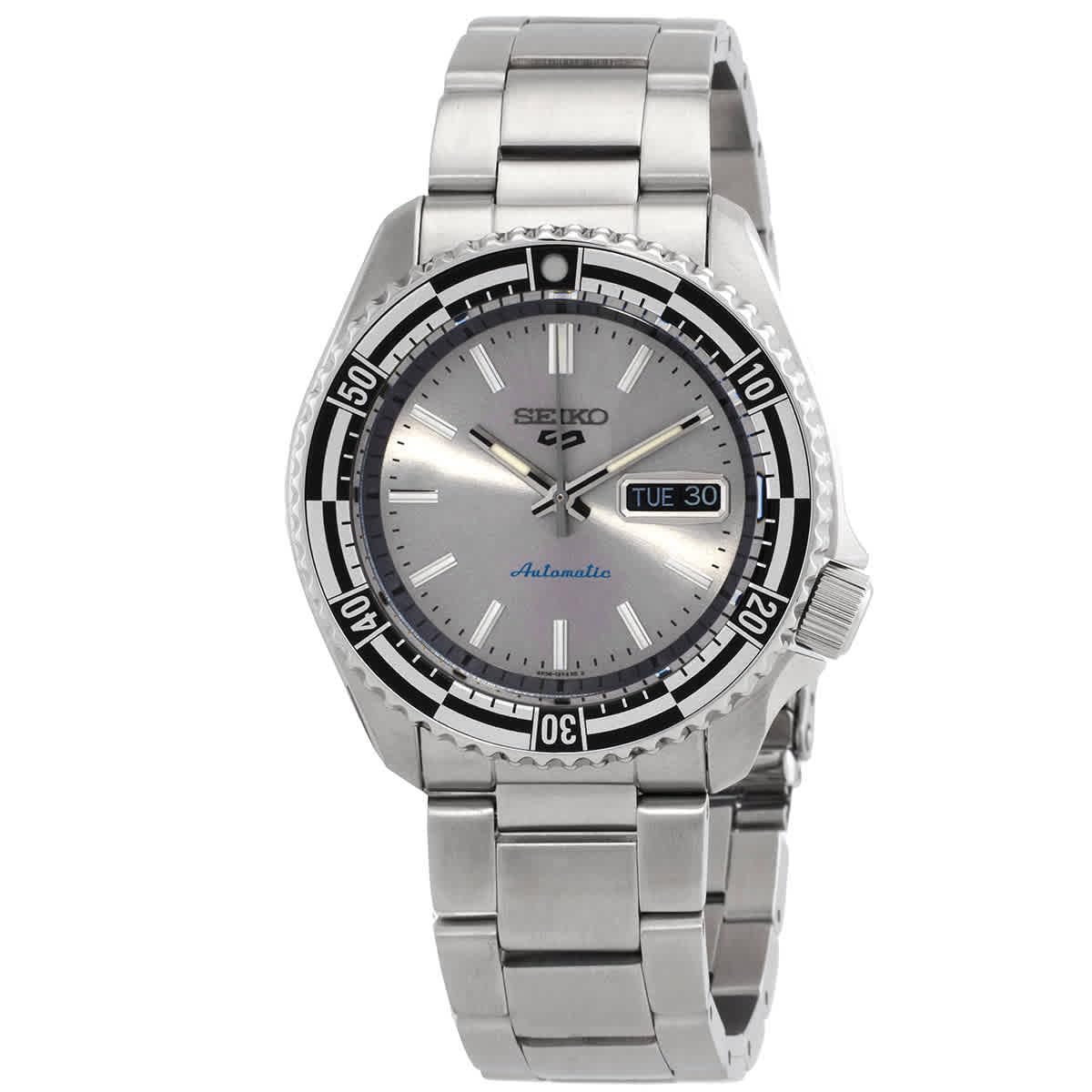 Reloj Seiko 5 Sports Automatic Srpk09k1 Para Hombre Con Esfera Plateada - Venta Internacional.