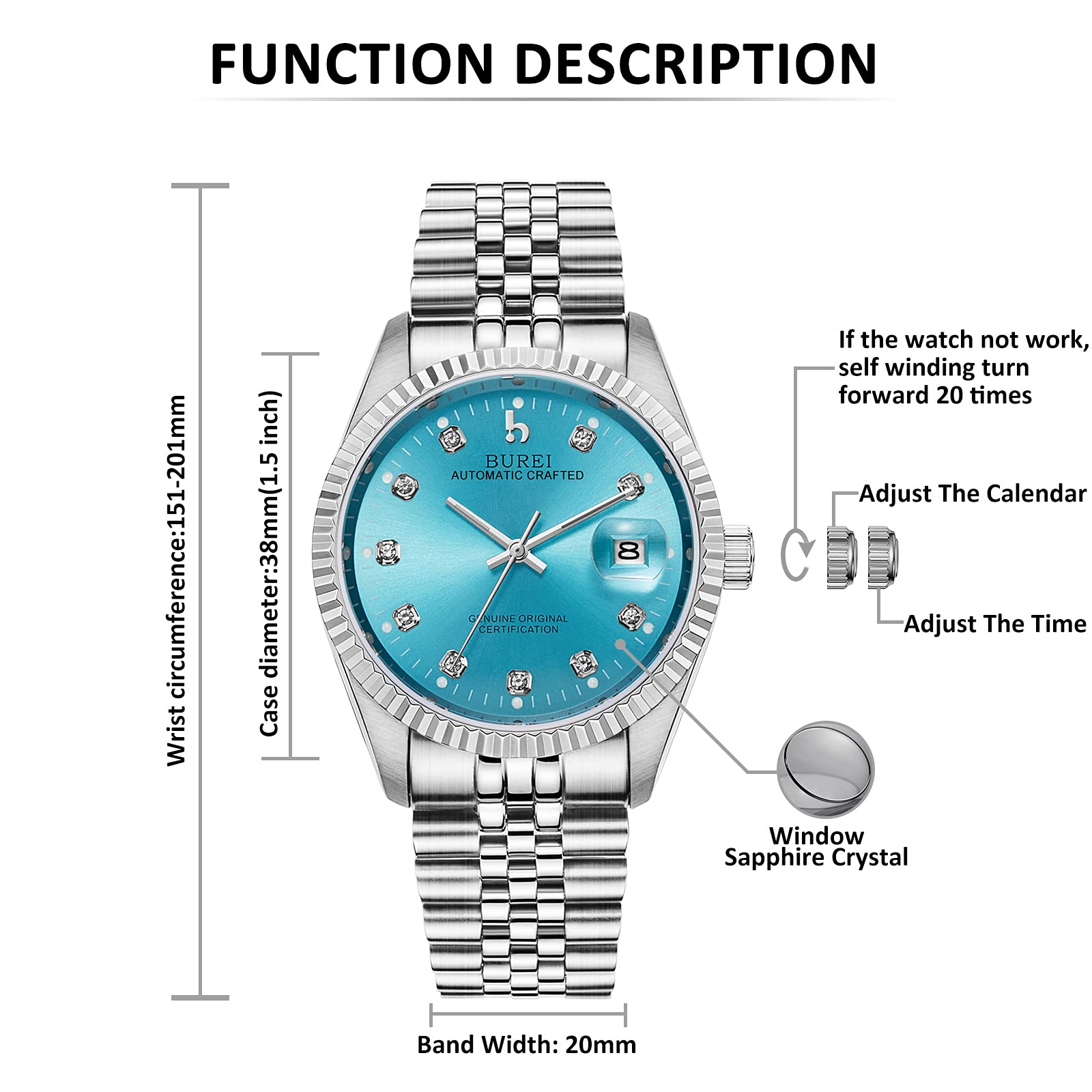 Foto 8 pulgar | Reloj Burei Para Hombre, Automático, De Lujo, A La Moda, Impermeable - Venta Internacional.