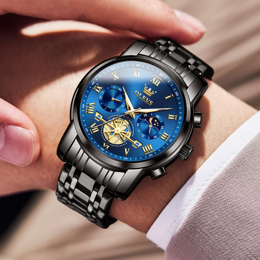 Foto 6 pulgar | Reloj Olevs Chronograph Moon Phase De Acero Inoxidable Para Hombre - Venta Internacional.