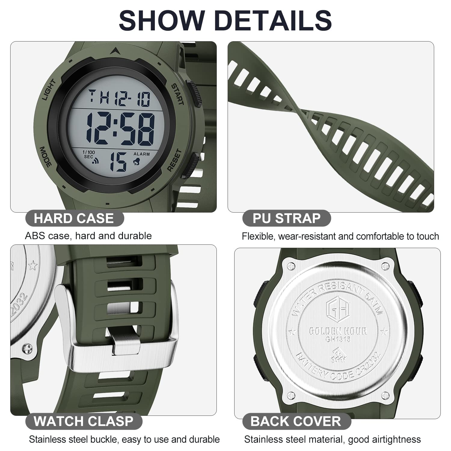 Foto 4 pulgar | Reloj Deportivo Golden Hour Waterproof Digital Para Hombre - Venta Internacional.