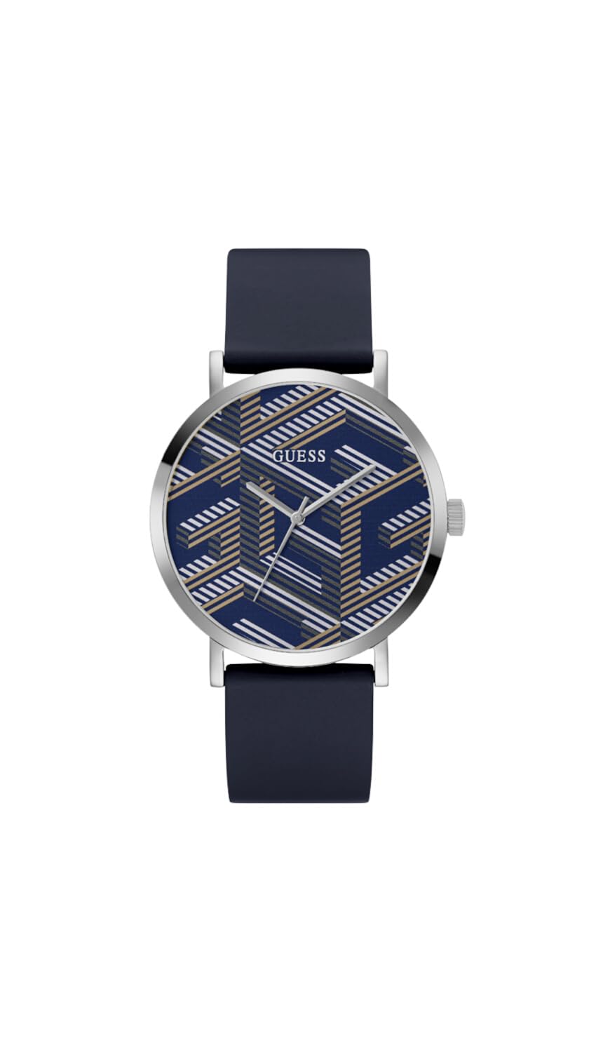 Reloj Guess Para Hombre Con Correa De Silicona Azul Marino Y Carcasa De 44,0 Mm - Venta Internacional.