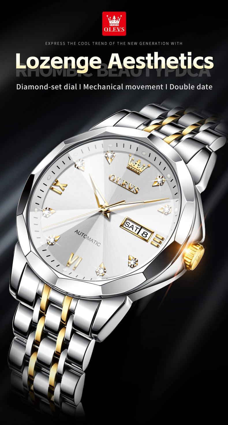 Foto 5 | Reloj Olevs Classic Mechanical Automatic Para Hombre Con Fecha Blanco - Venta Internacional.