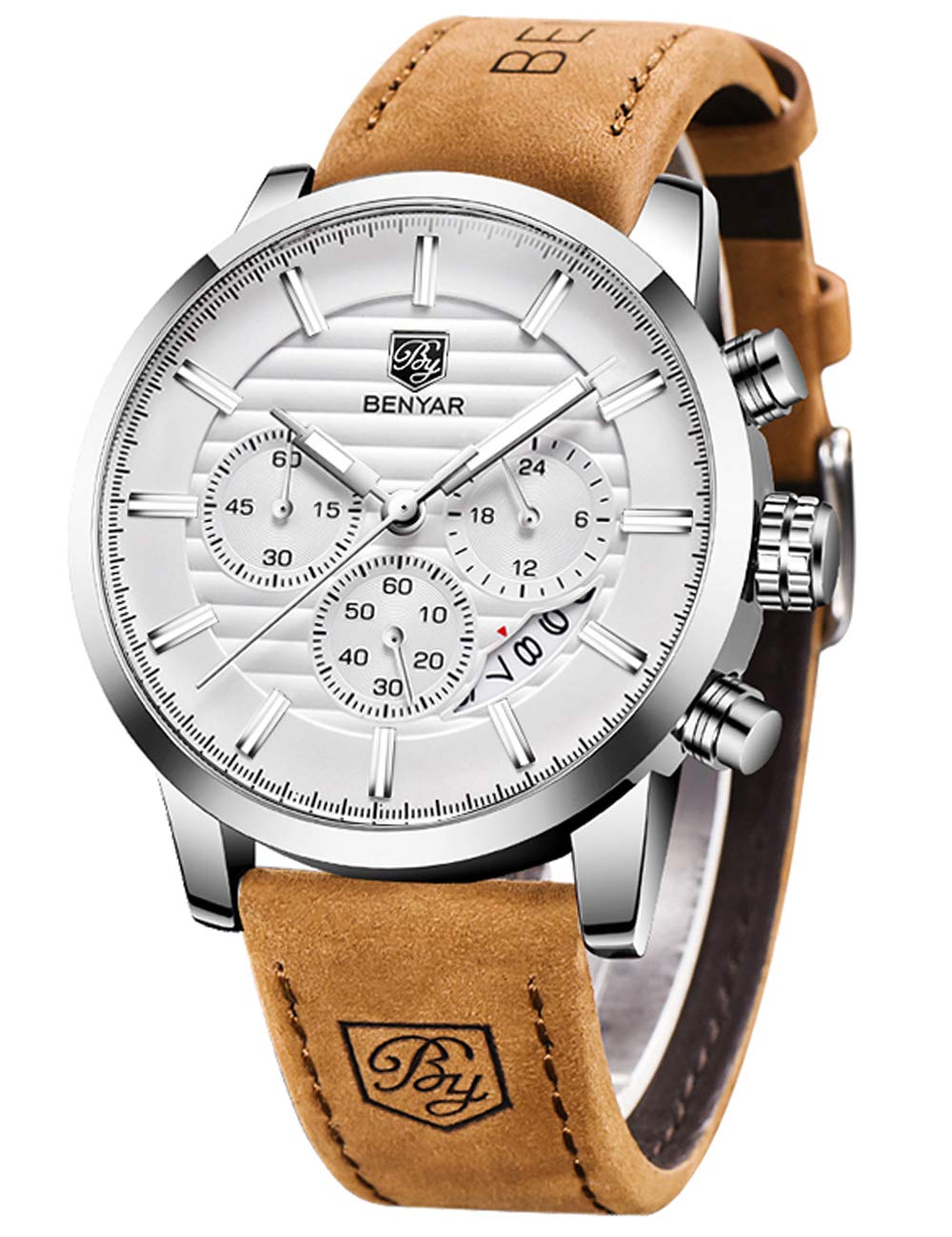 Reloj Benyar Quartz Chronograph Impermeable Para Hombre Marrón - Venta Internacional.