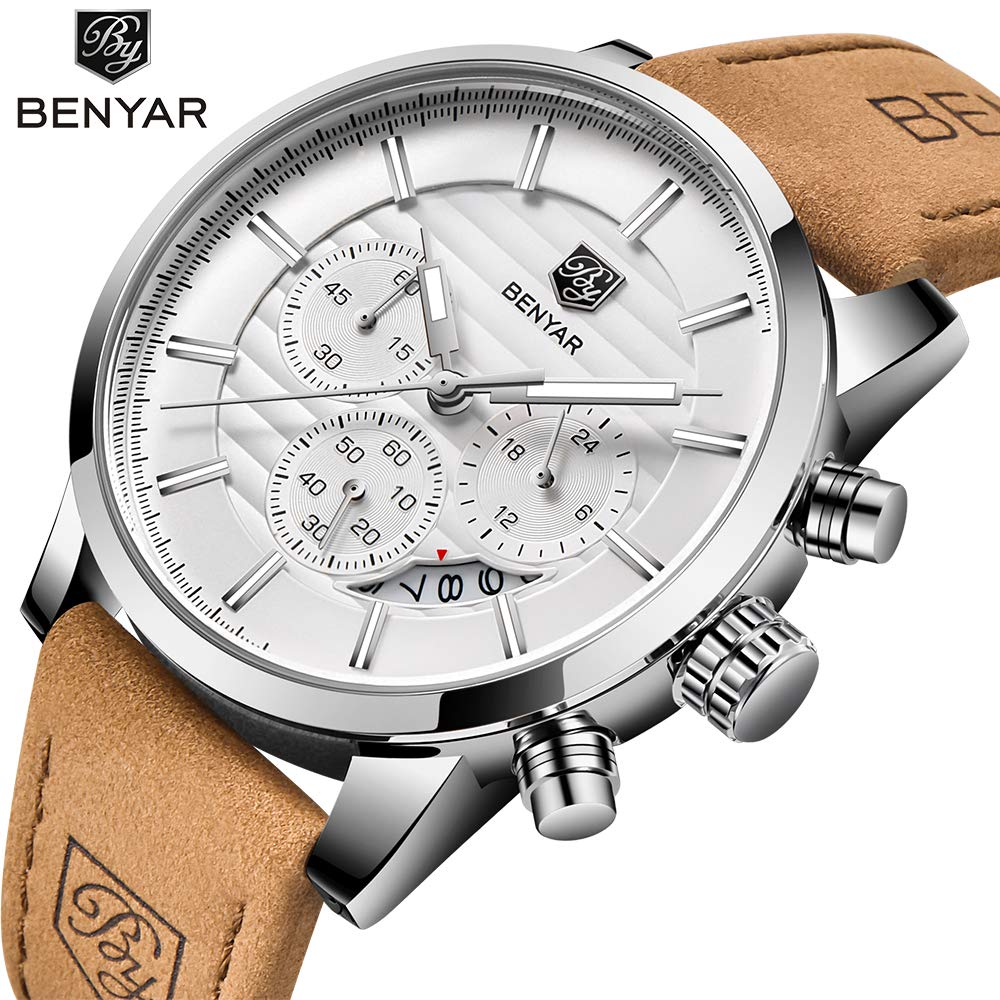 Foto 3 pulgar | Reloj Benyar Quartz Chronograph Impermeable Para Hombre Marrón - Venta Internacional.