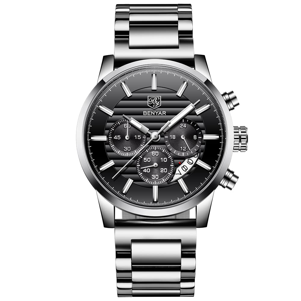 Foto 2 pulgar | Reloj By Benyar De Acero Inoxidable Impermeable Para Hombre Con Correa De Piel - Venta Internacional.