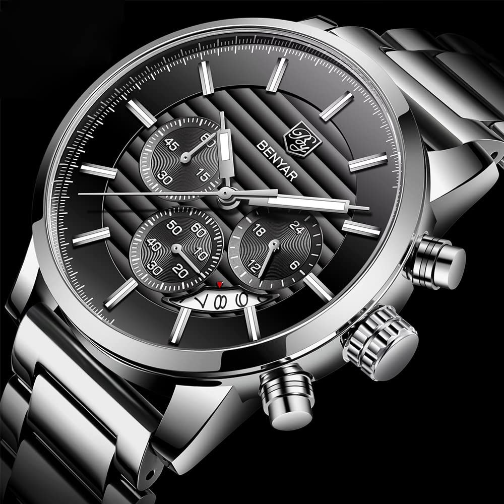 Foto 3 pulgar | Reloj By Benyar De Acero Inoxidable Impermeable Para Hombre Con Correa De Piel - Venta Internacional.