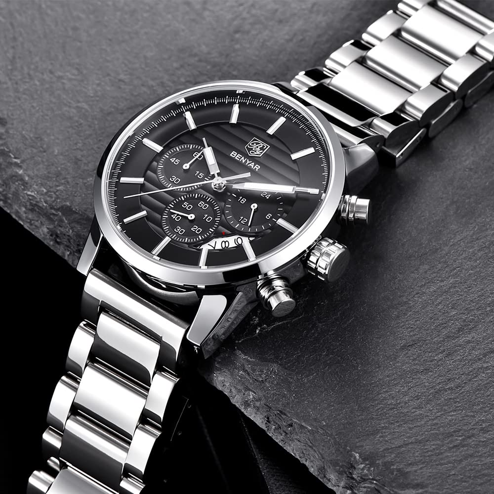 Foto 4 pulgar | Reloj By Benyar De Acero Inoxidable Impermeable Para Hombre Con Correa De Piel - Venta Internacional.
